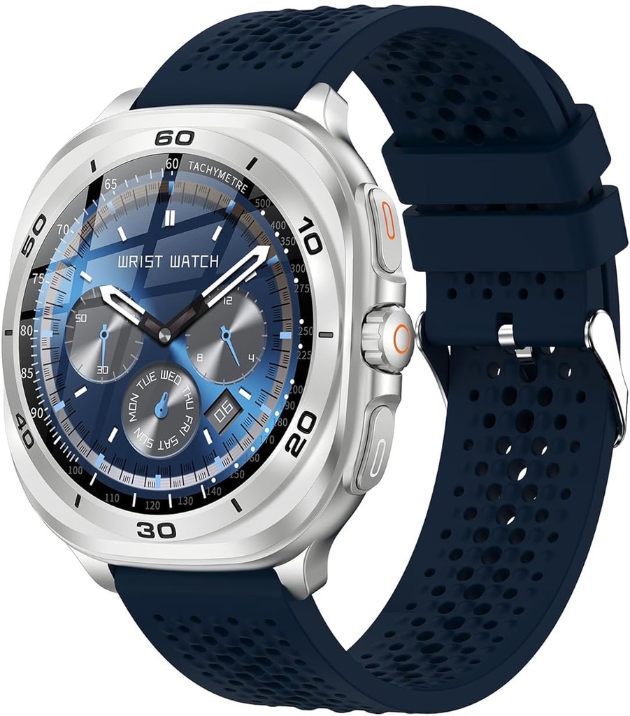 Swiss Military Dom7 Smart Watch With Silverframe Blue Silicon