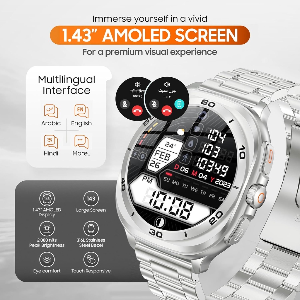 Swiss Military Dom7 Smart Watch With Silver Frame Silver Metal