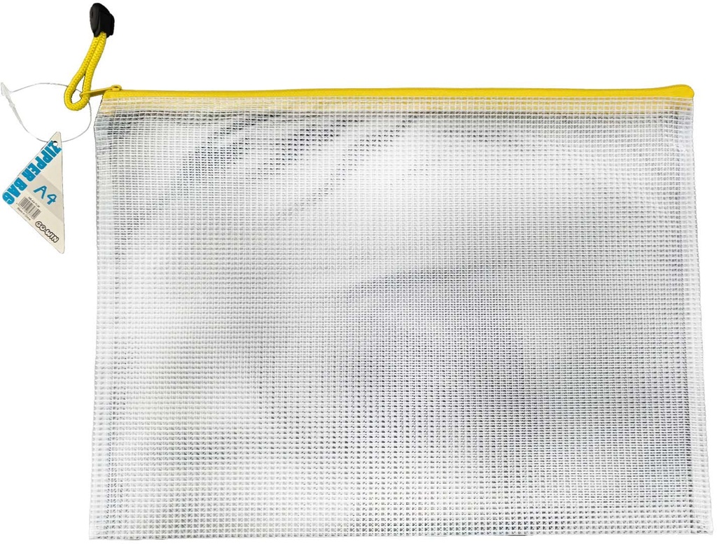 Bag Zipper PVC A4 340X250mm Translucent Mesh Yellow