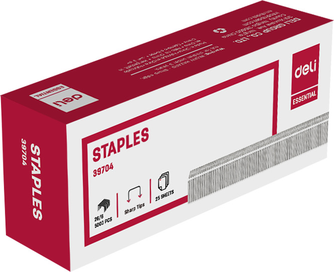 Staple Wire Standard Half Strip  5000/Packet  Steel  26/6 Nickle