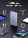 Ugreen Magsafe Power Bank 10000Mah 15W With Kickstand, Wireless Portable Charger With Pd 20W Usb-C Port, 22.5W Qc 3.0 Portr Magsafe(Grey)