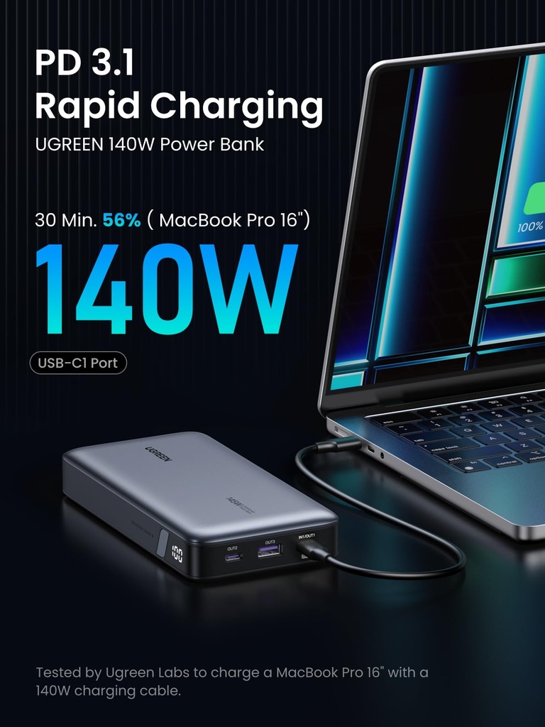 Ugreen 25000Mah 145W Two-Way Fast Charging Power Bank- (Grey)