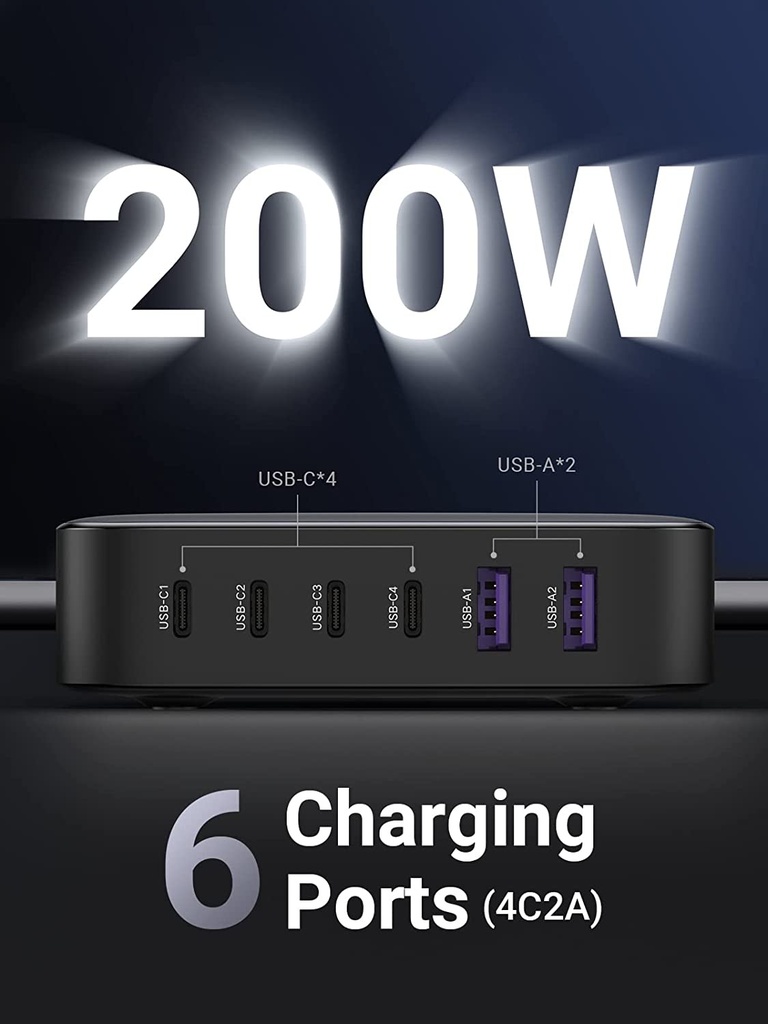 Ugreen Nexode 200W Usb-C Gan Pd Fast Charger Desktop Charger (Black)