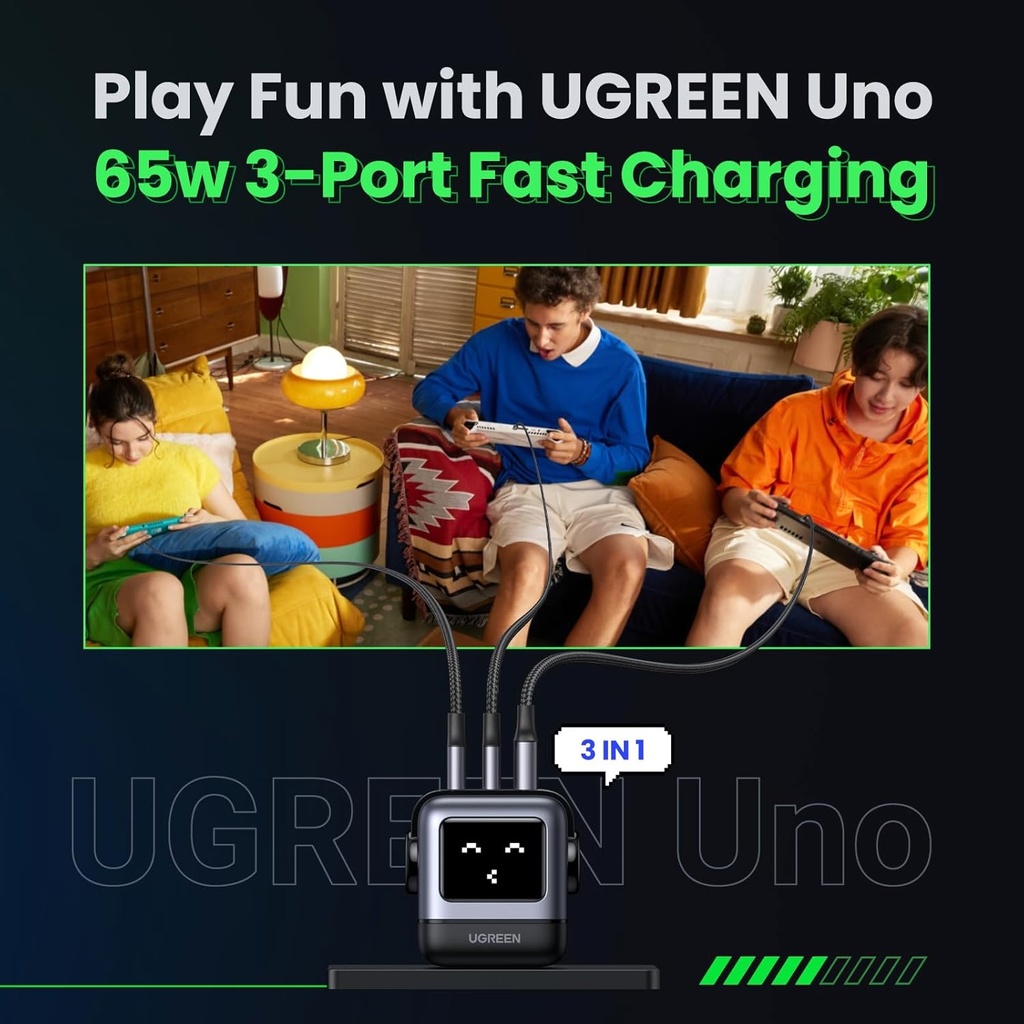 Ugreen Nexode Rg 65W 3-Port Gan Fast Charger Uk Black 