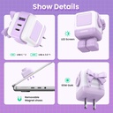 Usb-A+2*Usb-C 65W Robot Gan Tech Fast Charger-Uk Purple