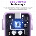 Usb-A+2*Usb-C 65W Robot Gan Tech Fast Charger-Uk Purple