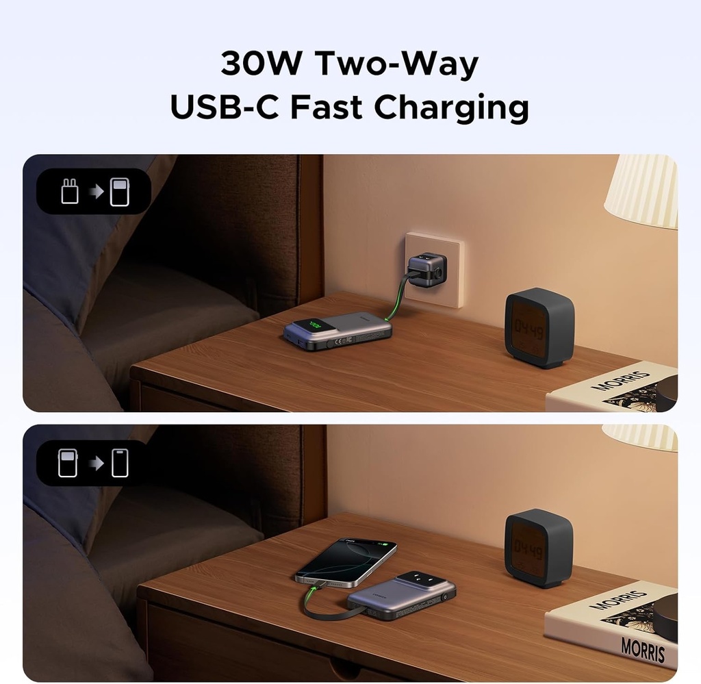 Ugreen 10000Mah Quick Charging Robot 30W Power Bank Build-In Usb-C 