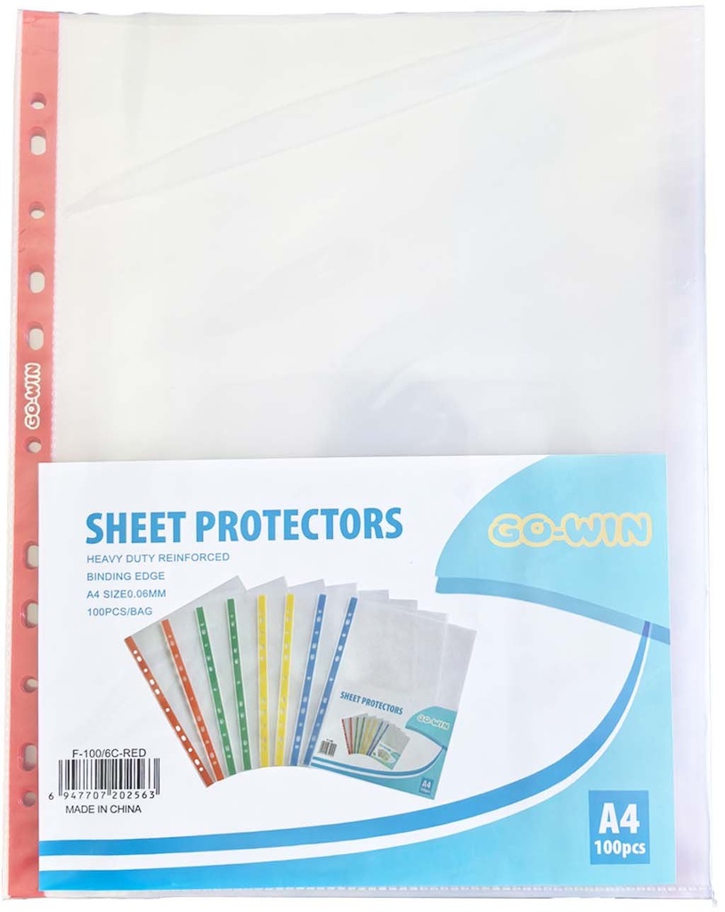 protector sheet  A4, 6C PP Crystal Clear with Red side strip