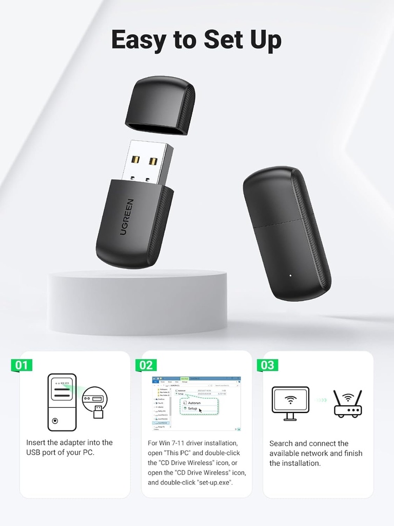 Ugreen Ac650 11Ac Dual-Band Wireless Usb Adapter