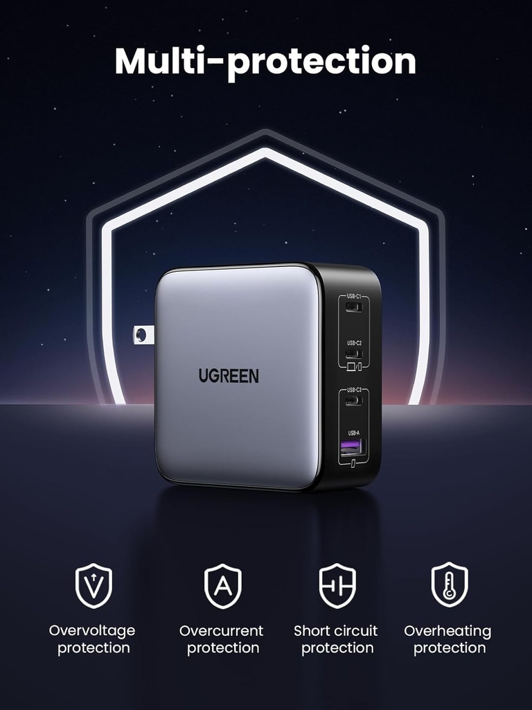 Ugreen Nexode 100W Usb C Wall Charger - 4 Ports (Black)