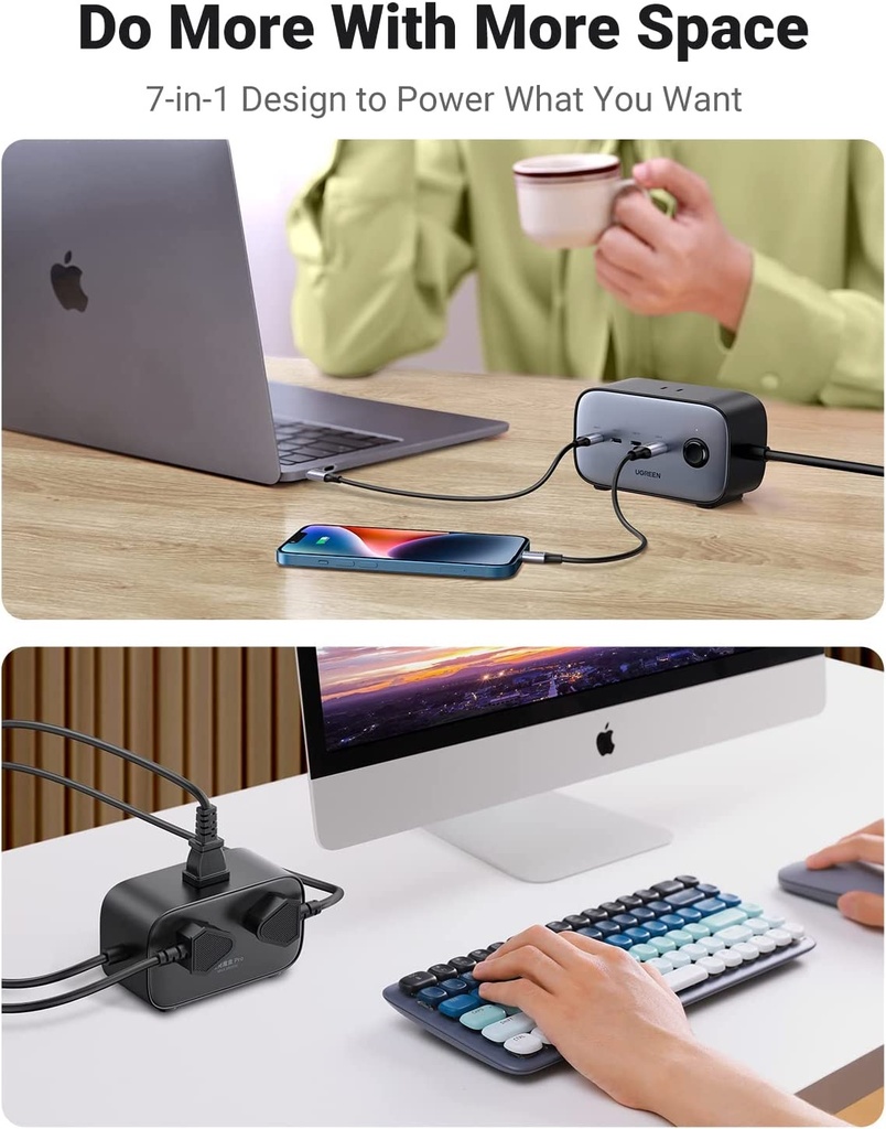 Ugreen 100W Charging Station, Nexode 7-In-1 Power Strip For Home And Office, Gan Usb C Power Strip With 3 Ac, 3 Usb C & 1 Usb A, 6Ft Extension Cord, For Macbook Pro/Air, Iphone 15, Galaxy S23, Ipad