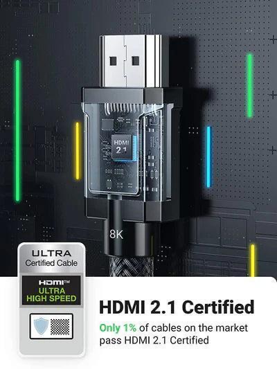 Ugreen Hdmi 8K Cable Male To Male Zinc Alloy Shell Braided Gray 1.5M