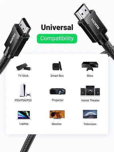 Ugreen Hdmi 8K Cable Male To Male Zinc Alloy Shell Braided Gray 1.5M