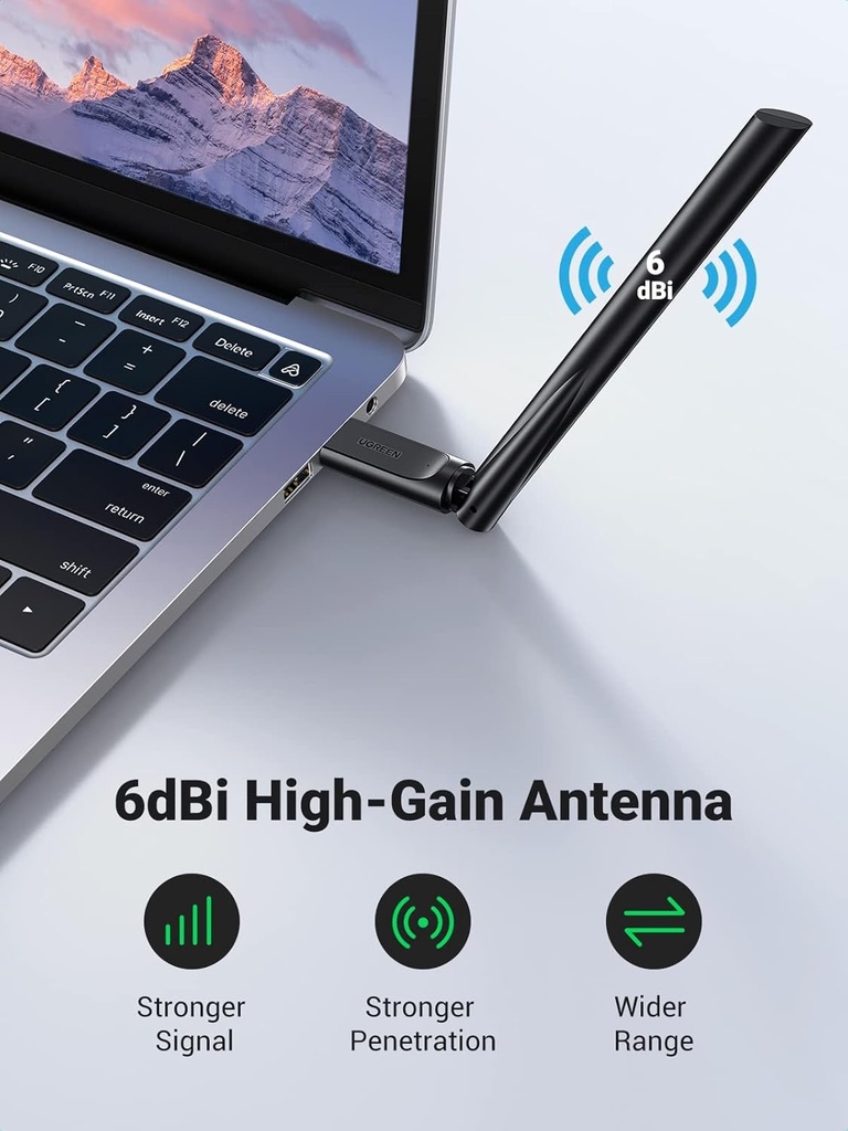 Ugreen Ac650 High-Gain Dual Band Wireless Usb Adapter