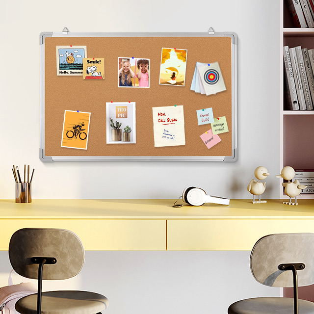 Felt+Cork board Aluminum Frame Fabric 60x90cm Blue