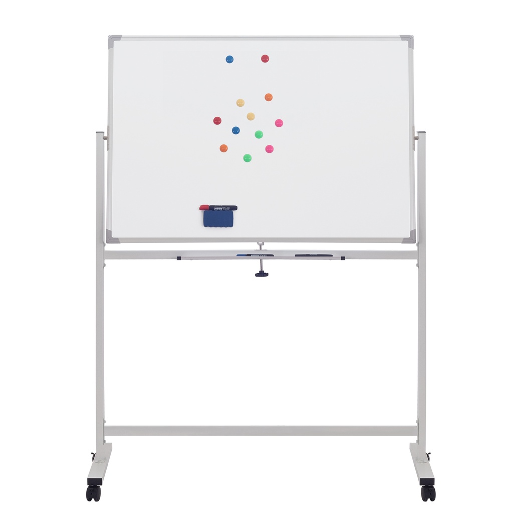 Whiteboard Mobile Magnetic DD With Stand Aluminuim Frame  Metal 90  x  120  cm  White