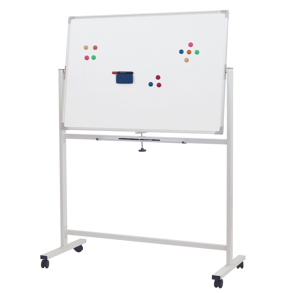 Whiteboard Mobile Magnetic DD With Stand Aluminuim Frame  Metal 90  x  120  cm  White