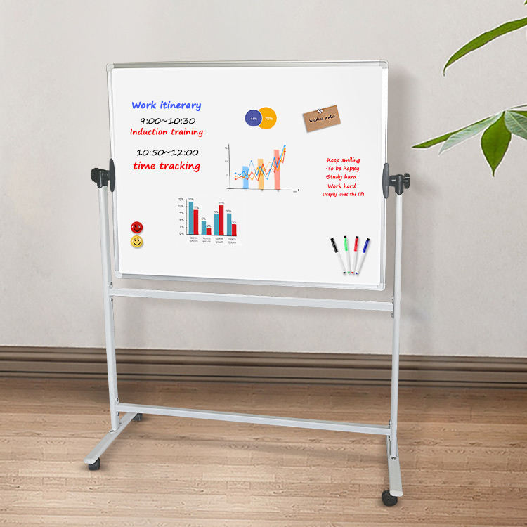 Whiteboard Mobile Magnetic DD Vertical With Stand Aluminuim Frame  Metal 60  x  90  cm  White