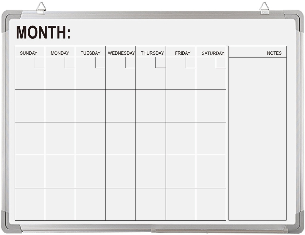 Weekly Whiteboard Magnetic SS With Aluminum Frame    60 cm X 90 cm