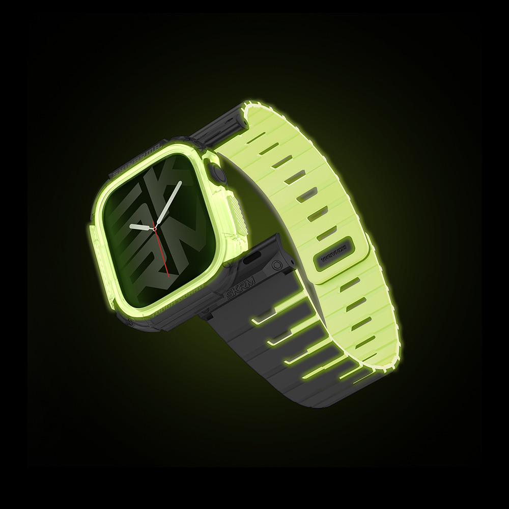 Skinarma Magnetic Apple Watch Strap + Watch Case Bundle 42 Mm Gemini (Niteglow) Lime Green