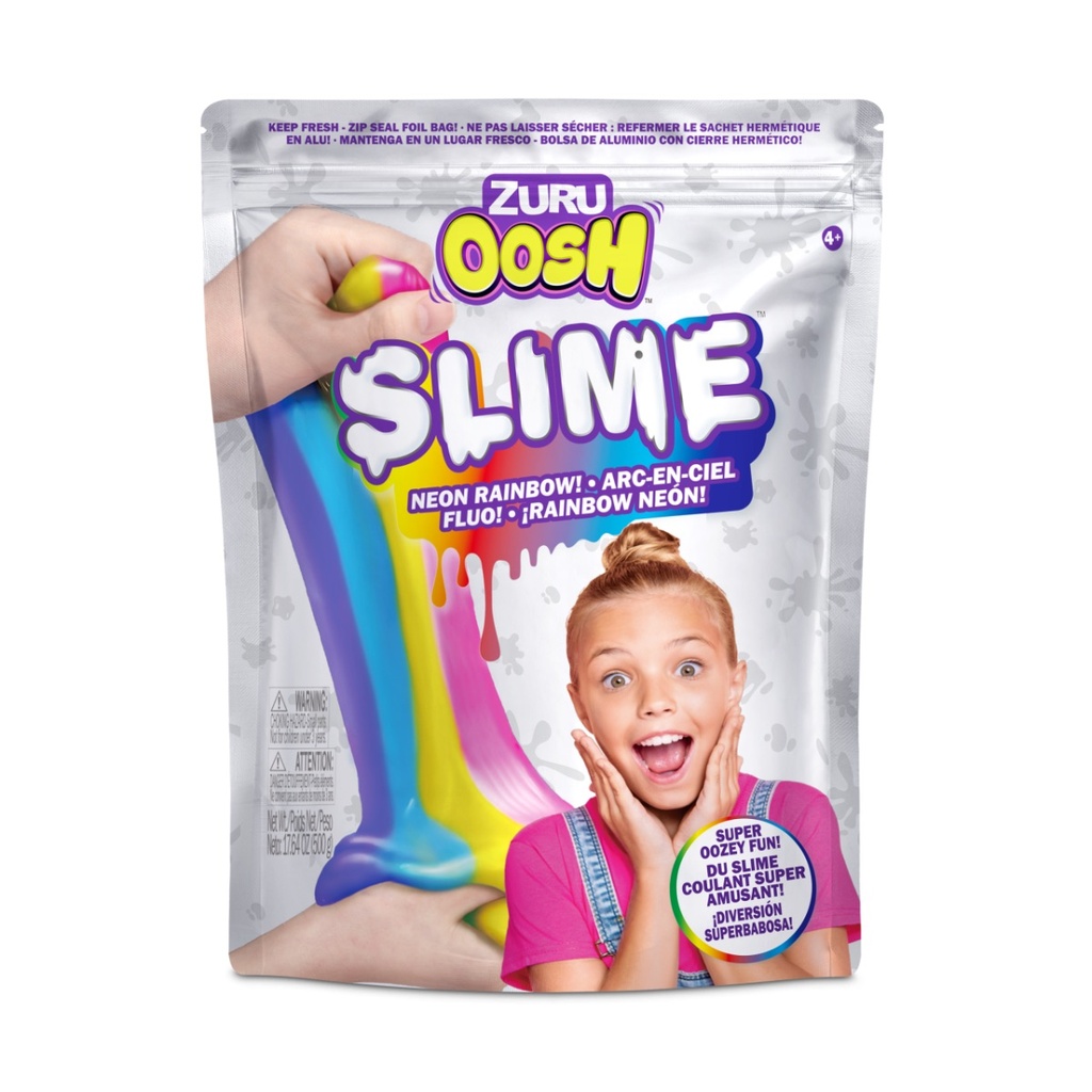 New - Slime Neon Rainbow/ Glow In The Dark - Foil Bag 500G - 7 Color Asst - Pdq 6 Pcs 