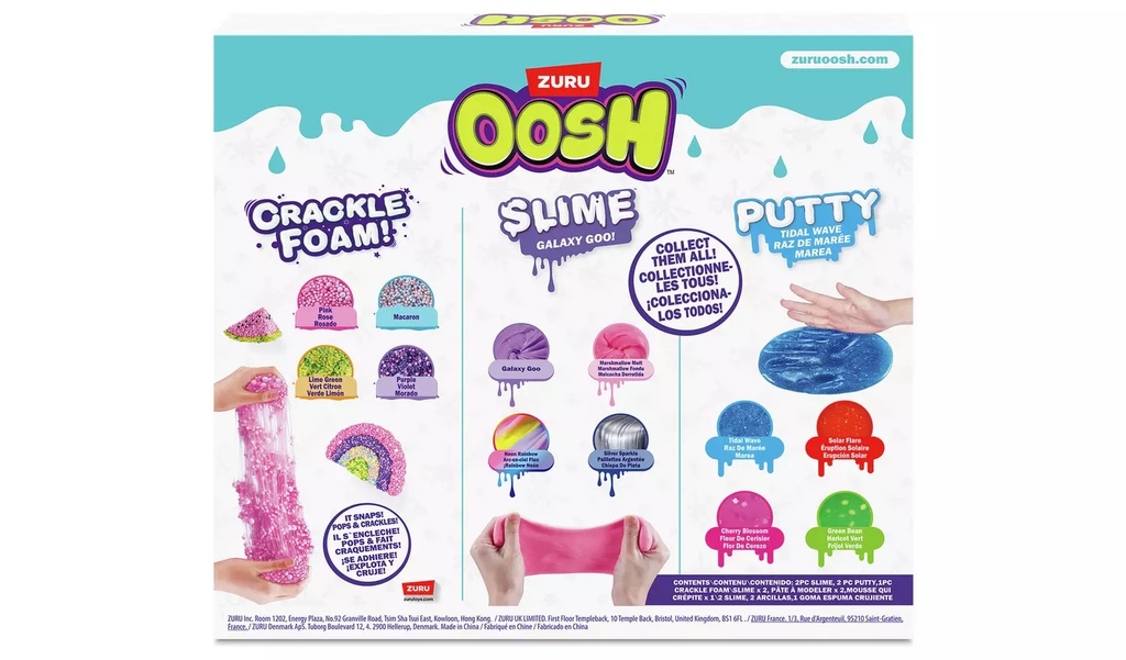 Oosh-Mix Combo 1Pk S3 Crackle Foam/ 2Pk Small Tub Slime 70G And  2Pk Putty S4 Window Box,Bulk,4Pcs 