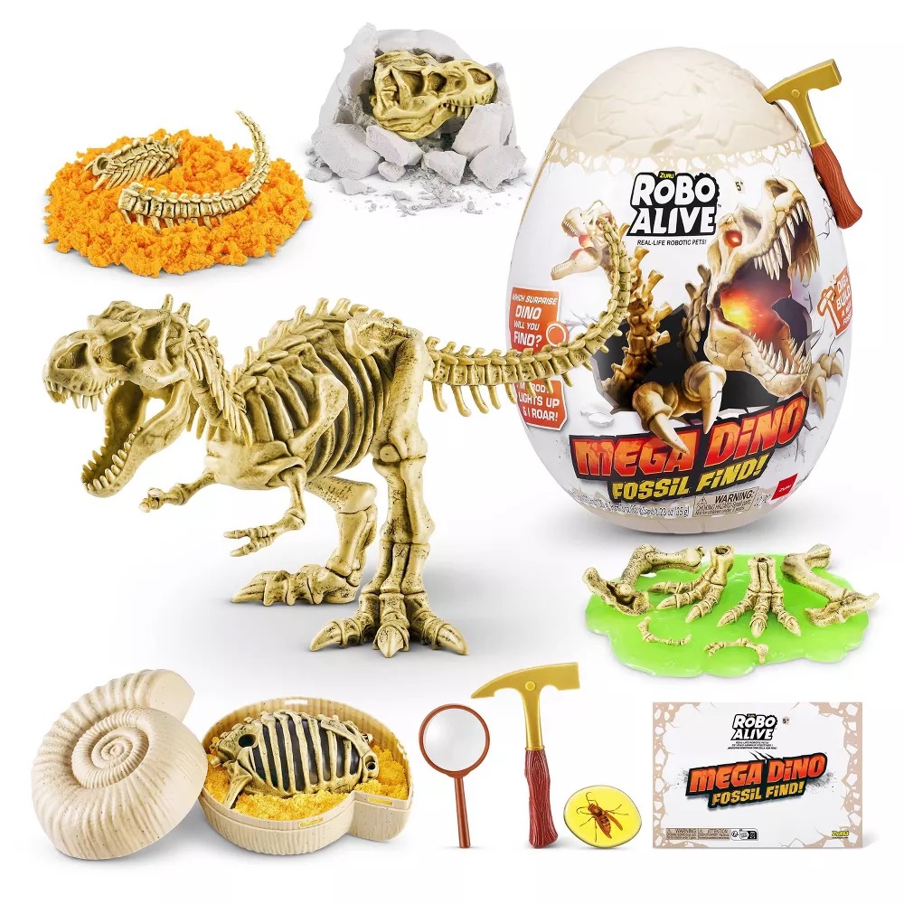 Robo Alive-Mega Dino Fossil Find-Series 1 Surprise Egg,Bulk, 6Pcs,N O Inner,Std Color Assortment 