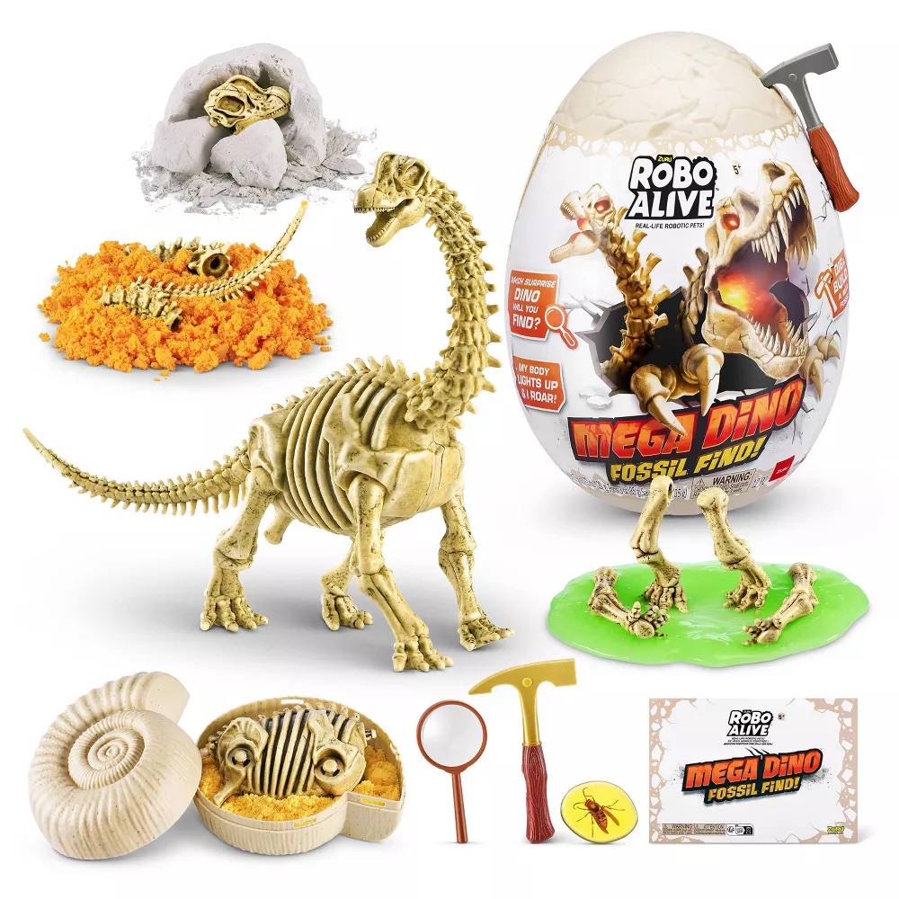 Robo Alive-Mega Dino Fossil Find-Series 1 Surprise Egg,Bulk, 6Pcs,N O Inner,Std Color Assortment 