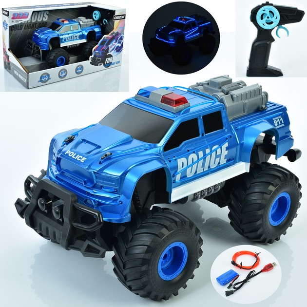Neon Monster  - Scale 1:16 Furious Cold Light Police Car - Streaming Lights With  15Km-H  Speed. 