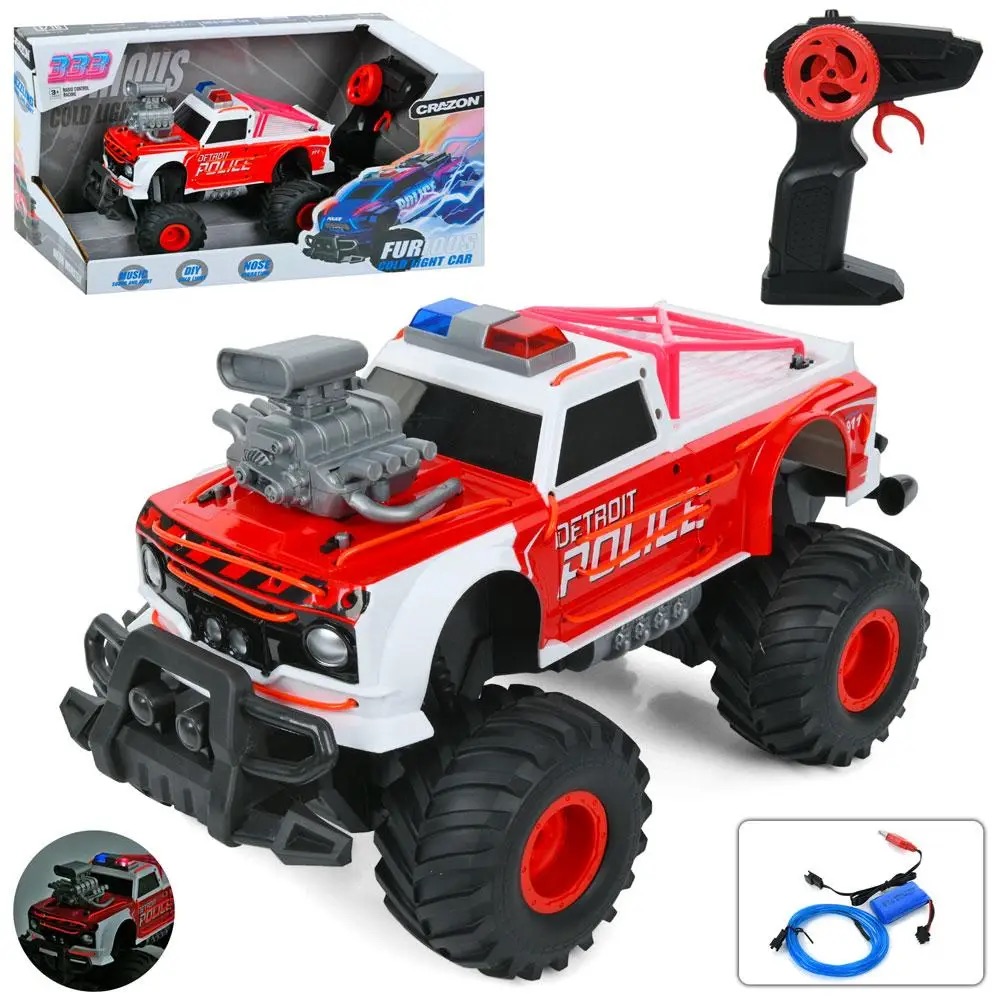 Neon Monster  - Scale 1:16 Furious Cold Light Detroit Police Car - Streaming Lights With  15Km-H  Speed. 