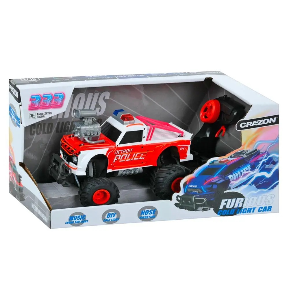 Neon Monster  - Scale 1:16 Furious Cold Light Detroit Police Car - Streaming Lights With  15Km-H  Speed. 