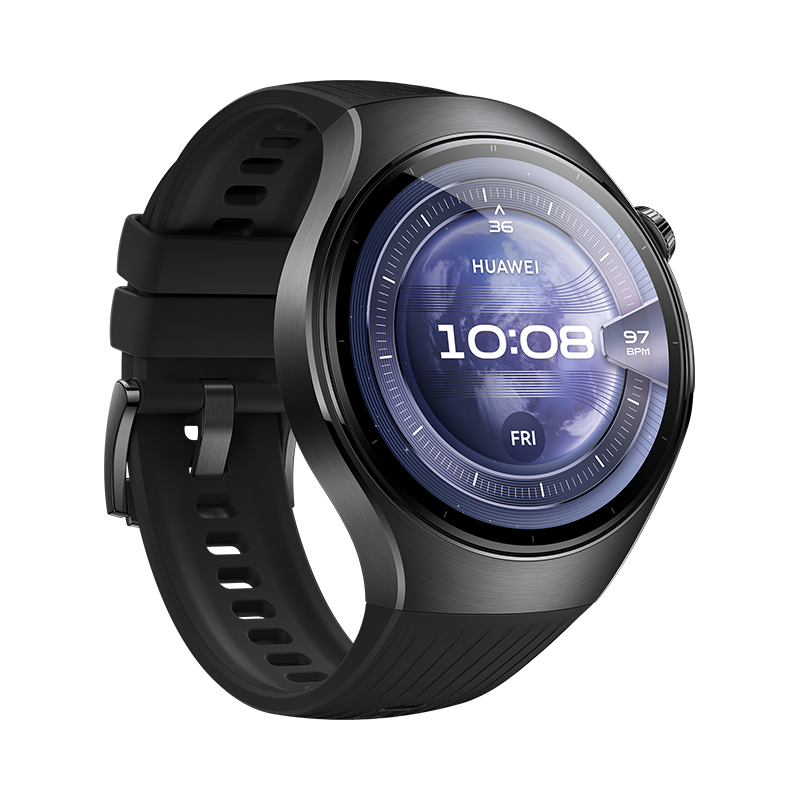 Huawei Watch 5 46MM LTE Black - Stainless Steel Case Black Fluoroelastomer Strap 