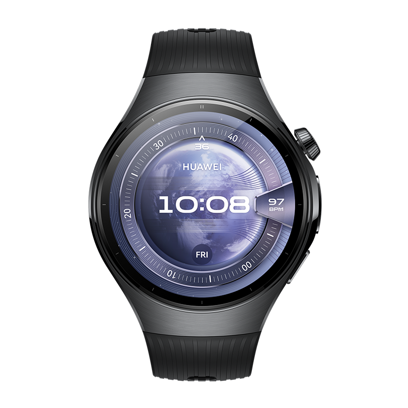 Huawei Watch 5 46MM LTE Black - Stainless Steel Case Black Fluoroelastomer Strap 