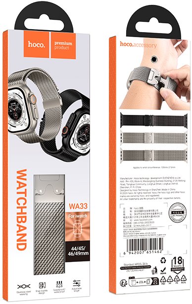 Hoco iWatch WA33 Original series umbrella buckle Milanese steel strap strap(44/45/46/49mm) Original Color