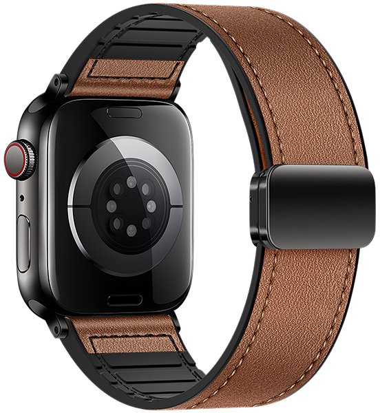 Hoco iWatch WA34 Basic series two-section double magnetic buckle silicone leather strap(38/40/41/42mm) Brown