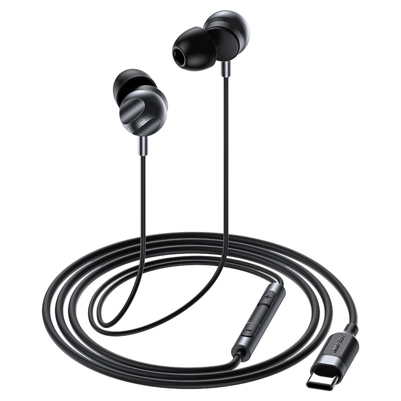 Acefast L6 USB-C in-ear wired earphones with mic, Black 