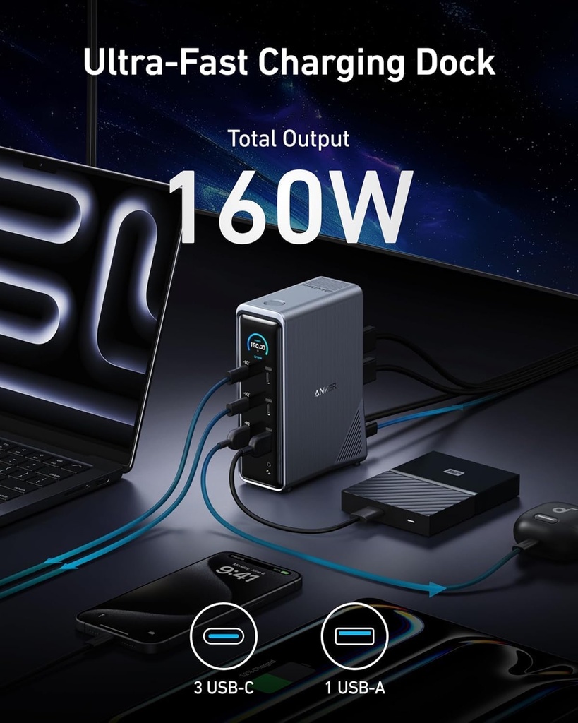 Anker A83B62A1 Prime Charging Docking Station (14-In-1, Dual Display, 160W) B2C - Uk Gray I