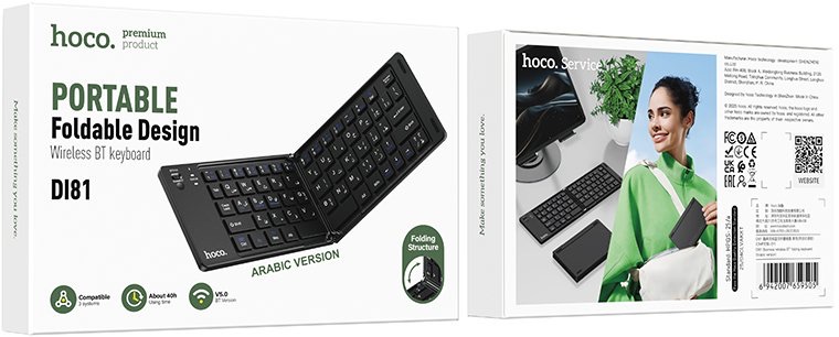 Hoco Dl81 Wireless Bt Folding Keyboard Arabic
