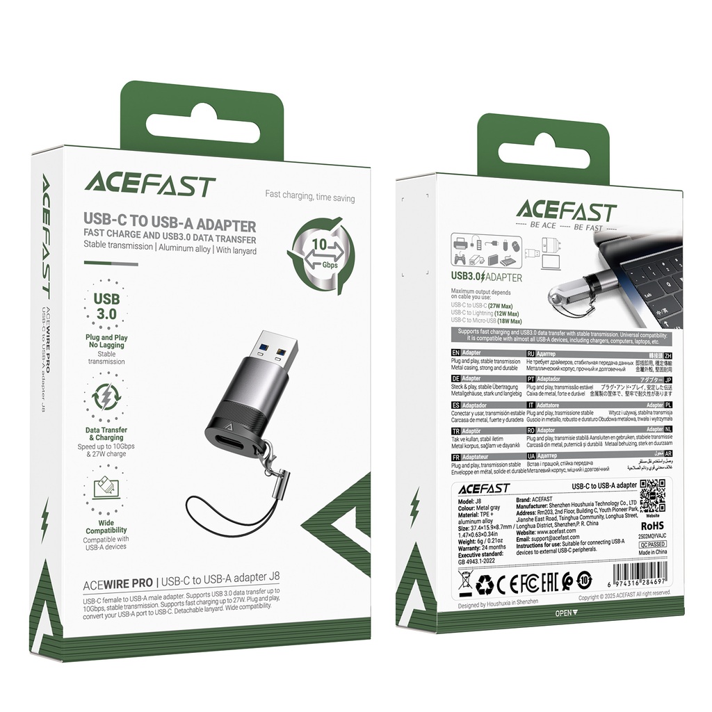 Acefast J8 Usb-C To Usb-A Adapter