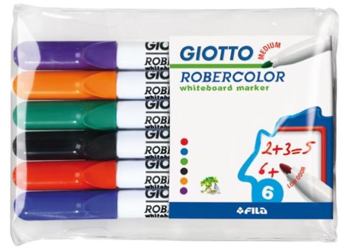Whiteboard Marker 4Mm - Medium Tip Set Of 6 Pcs, Giotto Robercolor