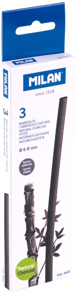 Box 3 Sticks Of Natural Charcoal Ø6-8Mm