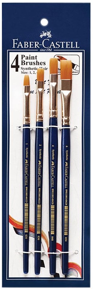 Faber-Castell Synthetic Hair Brushes Flat Assorted Pack Of 4