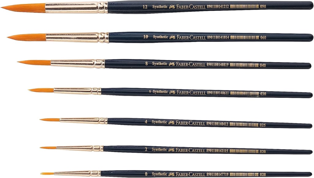 Faber-Castell Synthetic Hair Paint Brushes Round Assorted Set Of 7