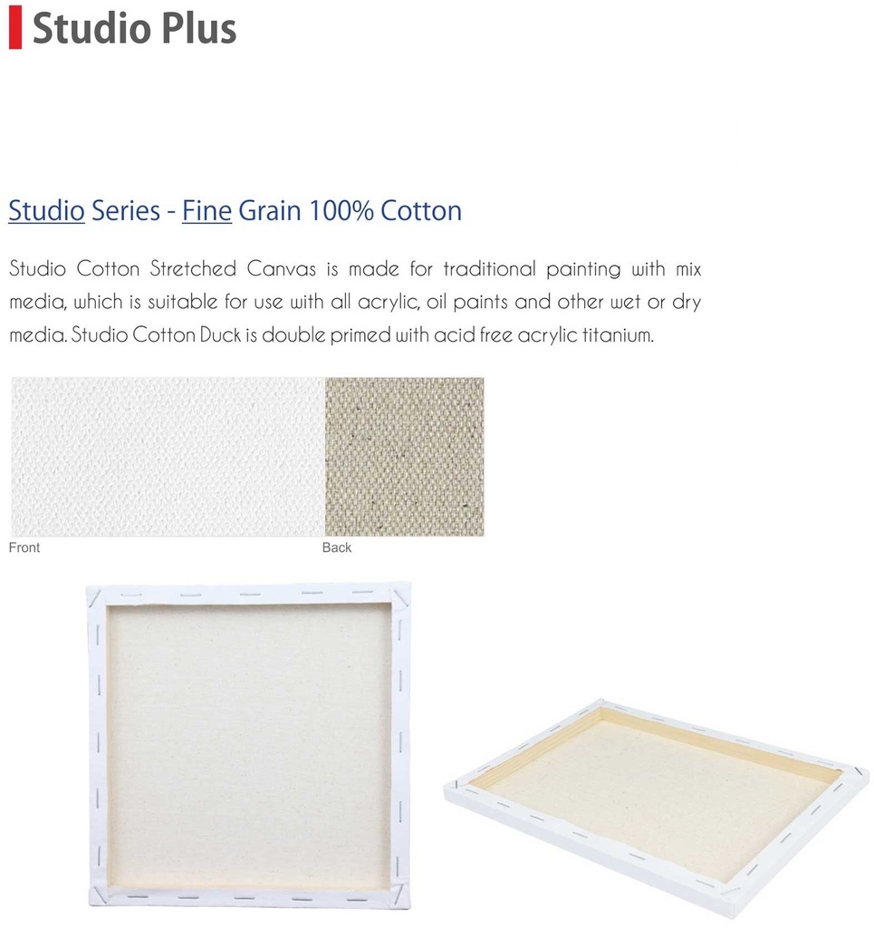 Stretched Canvas - 4X4 / 10 X 10 cm - White - 280 Gsm - Studio Plus