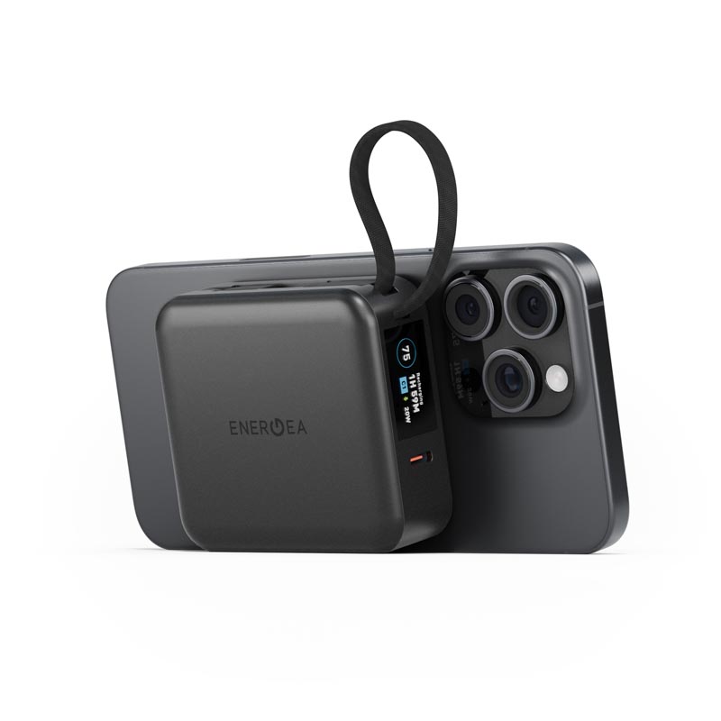 Energea Magpac Mini Plus 10000Mah Magsafe Compatible Power Bank With Built-In C Cables & Display - Black