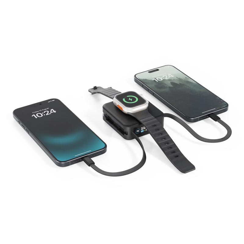 Energea Magpac Mini Plus 10000Mah Magsafe Compatible Power Bank With Built-In C Cables & Display - Black