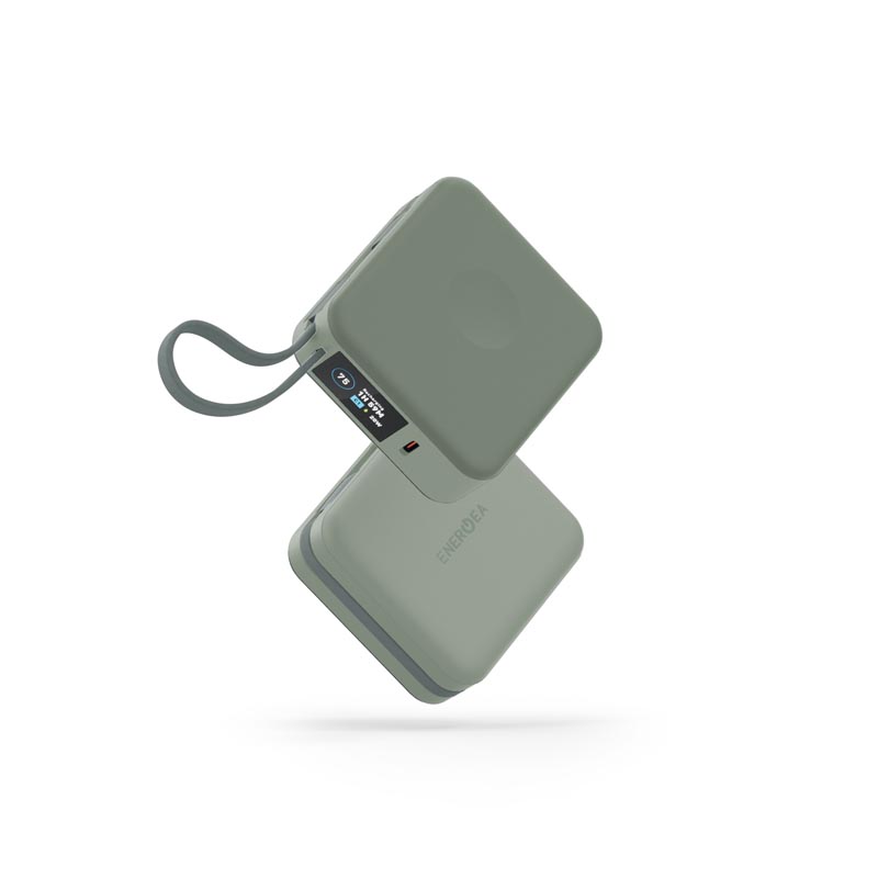 Energea Magpac Mini Plus 10000Mah Magsafe Compatible Power Bank With Built-In C Cables & Display - Sage