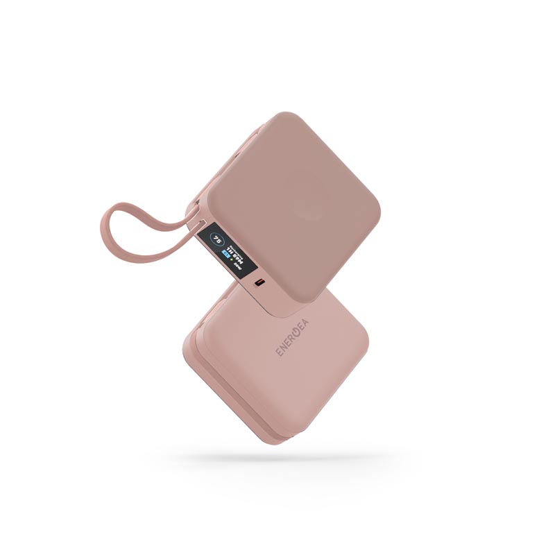 Energea Magpac Mini Plus 10000Mah Magsafe Compatible Power Bank With Built-In C Cables & Display - Pink