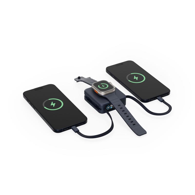 Energea Magpac Mini Plus 10000Mah Magsafe Compatible Power Bank With Built-In C Cables & Display - Blue