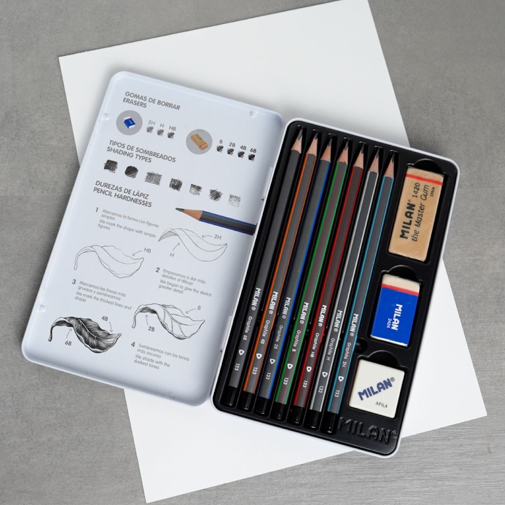 Metal Box 7 Graphite Pencils+Acces.
